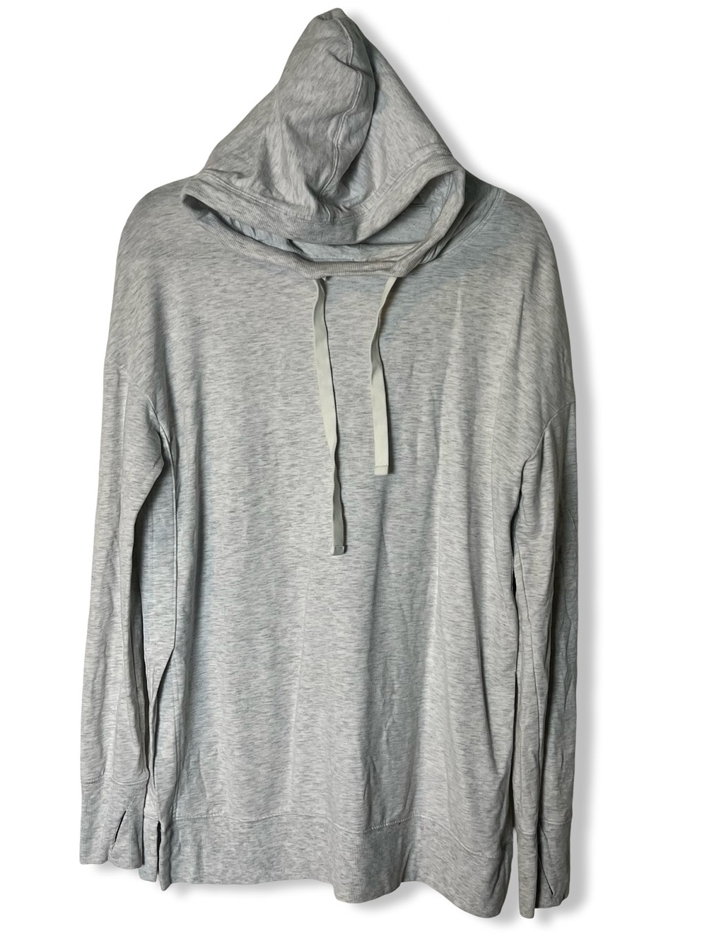 Athleta Heather Gray Oversized Hoodie Thumbholes Side Slits Drop Sleeve Sz. M